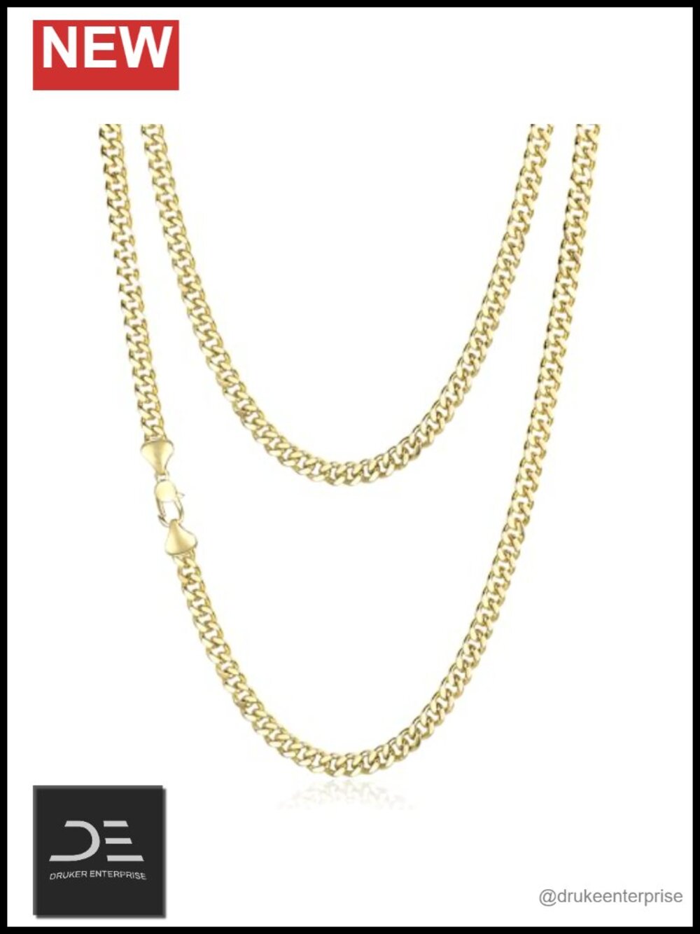 6mm Cuban Link Chain Necklace 14K Gold Filled Men Women Lobster Clasp